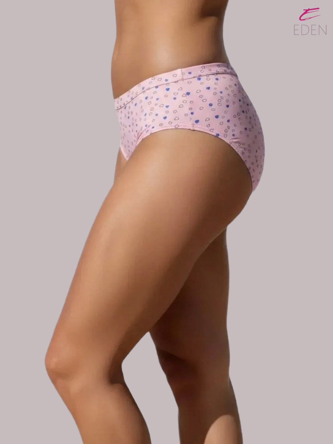 Eden ,Medium Rise, Full Coverage,  printed,Hipster Panty-IE053 ,Pink