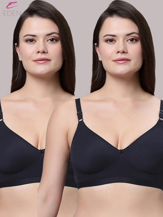 Non Padded, Plus Size, Super Combed ,Cotton Stretch, Full Coverage, Everyday Bra,Navyblue