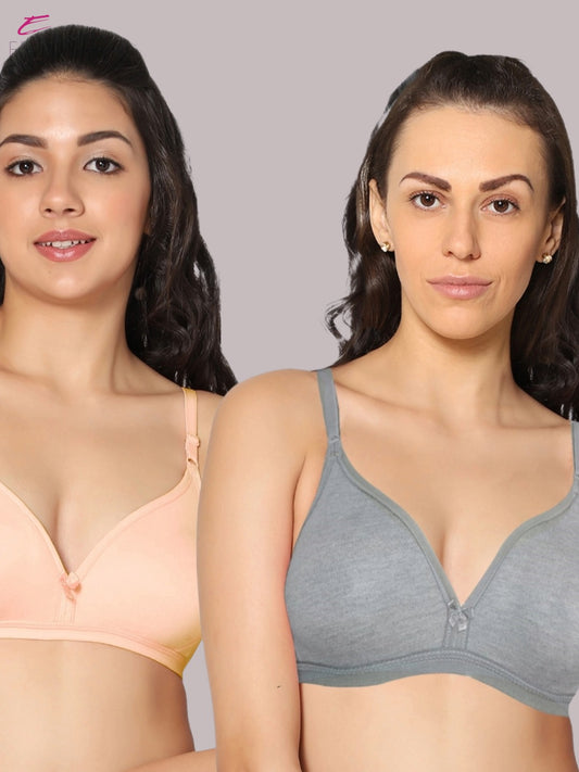 Wirefree, Non Padded, Cotton, Medium Coverage ,Tshirt Bra,Skin-Mgrey