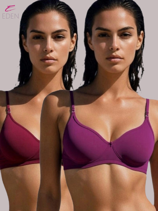 Wirefree ,Non Padded, Cotton ,Medium Coverage, Tshirt Bra ,Maroon-Wine