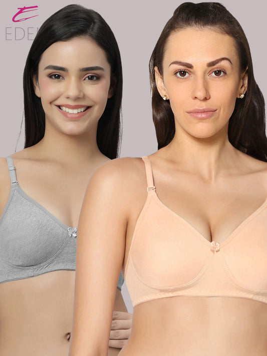 Lightly Padded, Non-Wired ,Simply Soft, T-Shirt Bra,Skin-Grey