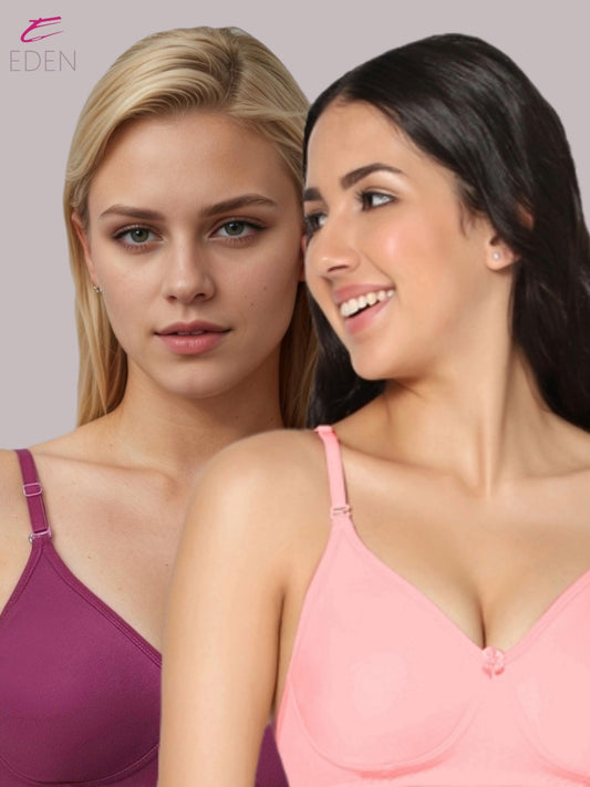 Lightly Padded, Non-Wired, Simply Soft, T-Shirt Bra ,Wine-Pink