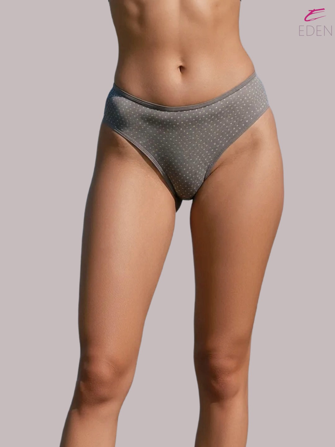 Eden ,Medium Rise, Full Coverage,  Outer Elastic,Printed,Hipster Panty-OE046,Grey