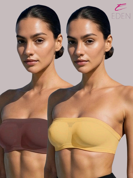 Non Padded, Non-Wired, Simply Soft, Strapless , Seamless, Bandeau Bra ,Slip On ,Nylon,Skin,peat