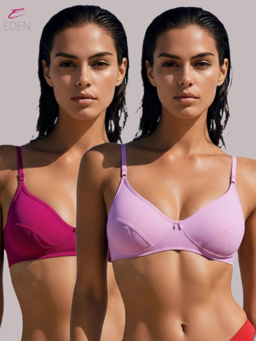 Wirefree, Non Padded, Soft Cotton ,Medium Coverage, Tshirt Bra ,Magenta-Pink