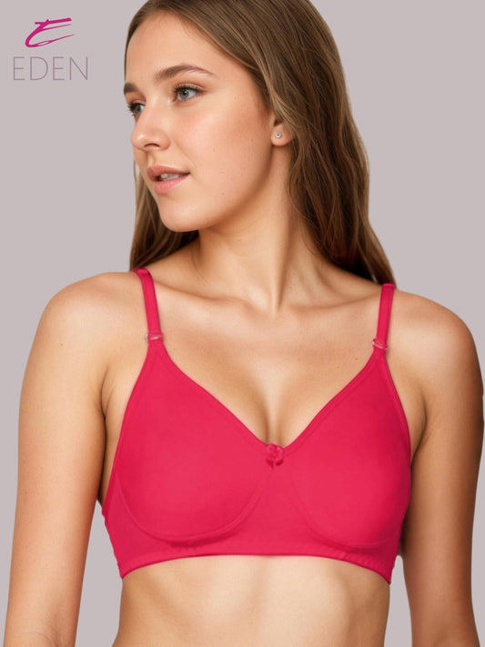 Lightly Padded, Non-Wired ,Simply Soft, T-Shirt Bra,Magenta
