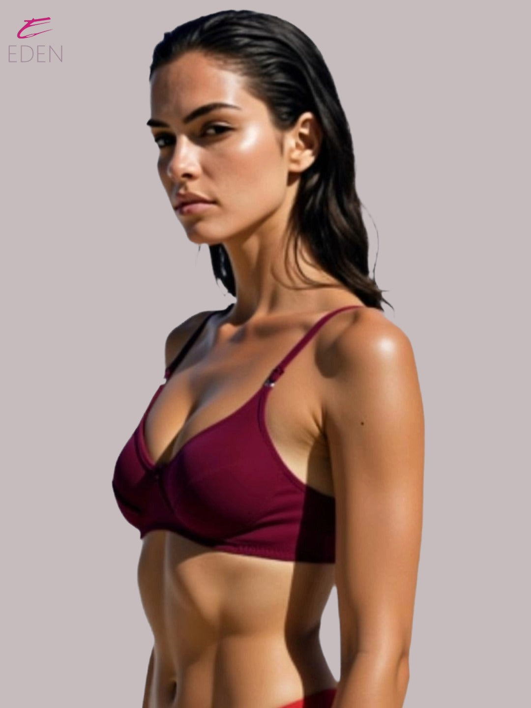 Wirefree, Non Padded, Soft Cotton ,Medium Coverage, Tshirt Bra ,Maroon