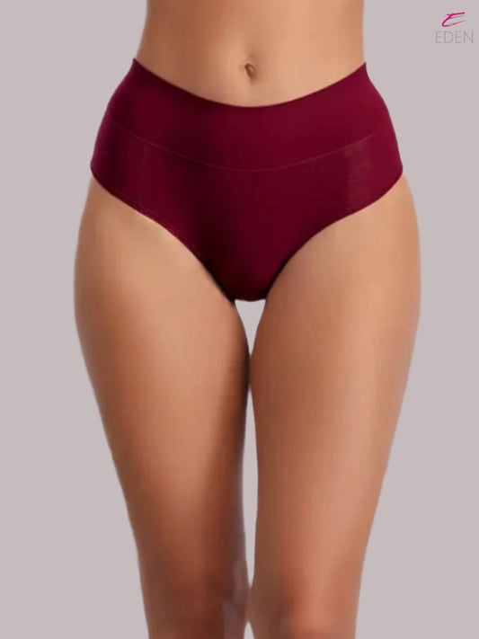 High Rise,Full Coverage,Tummy Tucker, solid Panty, Inner Elastic,Broad Band,Maroon