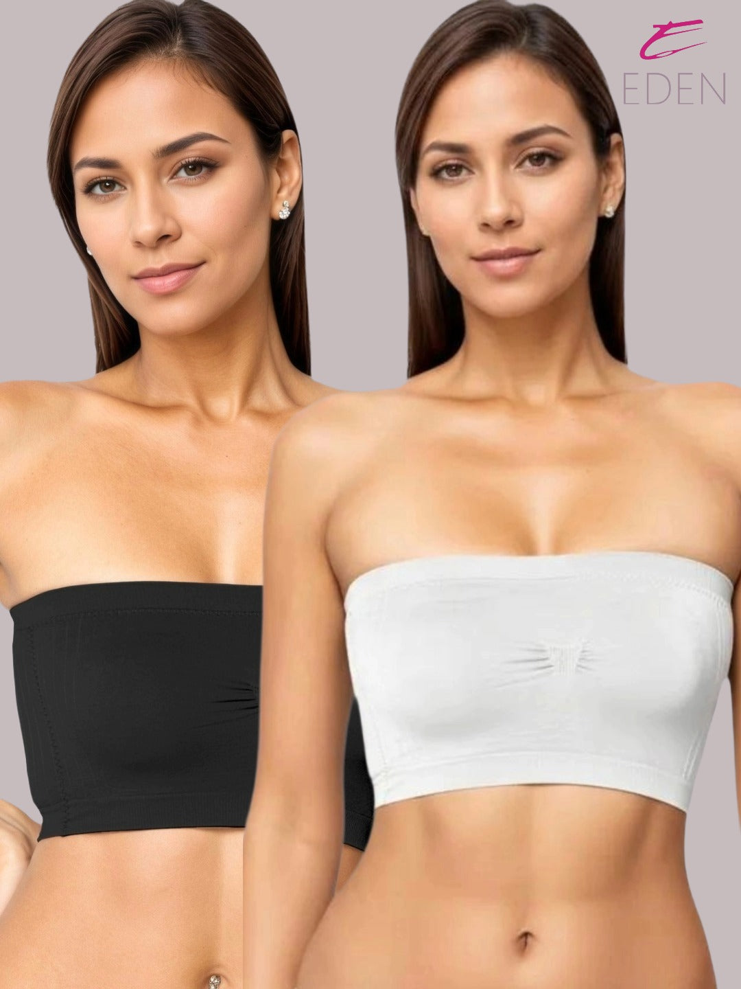 soft Padded, Non-Wired, Simply Soft, Strapless , Seamless, Bandeau Bra ,Slip On ,Elastane fabric,White,Black