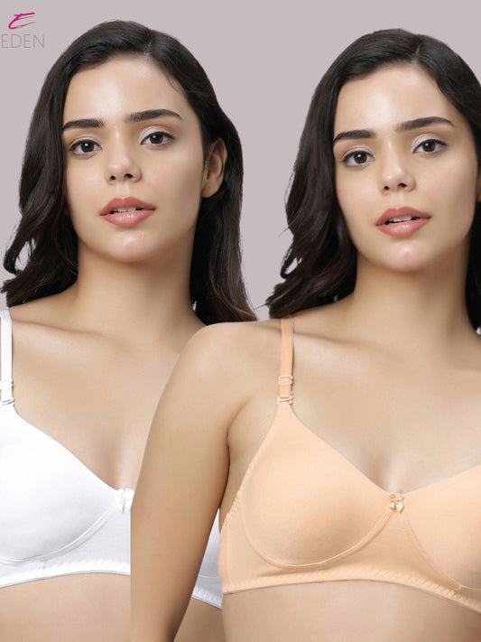 Non Padded, Plus Size, Full Coverage ,Everyday Bra ,T-shirt Bra,Skin-White