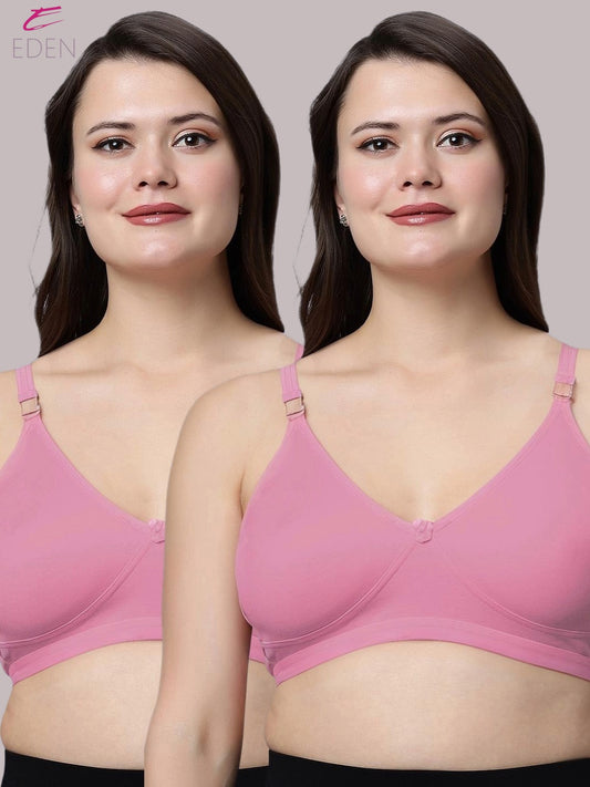 Non Padded, Plus Size ,Super Combed ,Cotton Stretch, Full Coverage, Everyday Bra, Onionpink