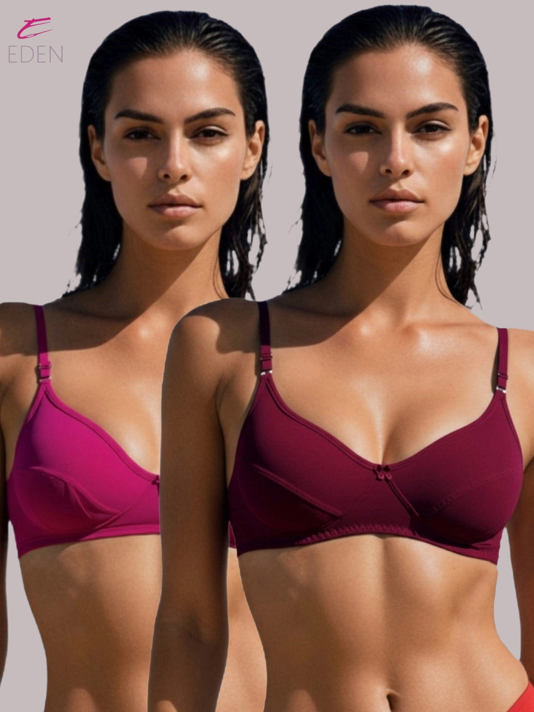Wirefree, Non Padded, Soft Cotton ,Medium Coverage, Tshirt Bra ,Maroon-Magenta
