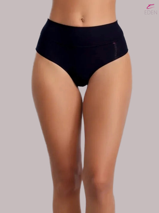 High Rise,Full Coverage,Tummy Tucker, Solid Panty, Inner Elastic,Broad Band,Black