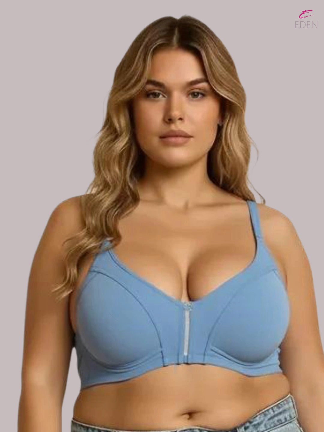 Eden,Plus Size ,Minimizer Bra ,Full Coverage ,Nonwired, Non Padded ,super support ,lacy bra,Icyblue