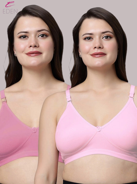 Non Padded, Plus Size ,Super Combed ,Cotton Stretch, Full Coverage, Everyday Bra, Onionpink-Pink