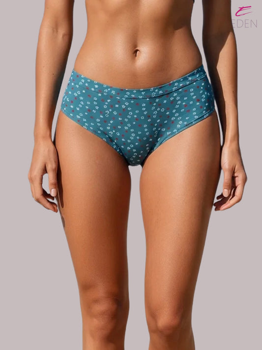 Eden ,Medium Rise, Full Coverage,  printed,Hipster Panty-IE052 ,Indigo