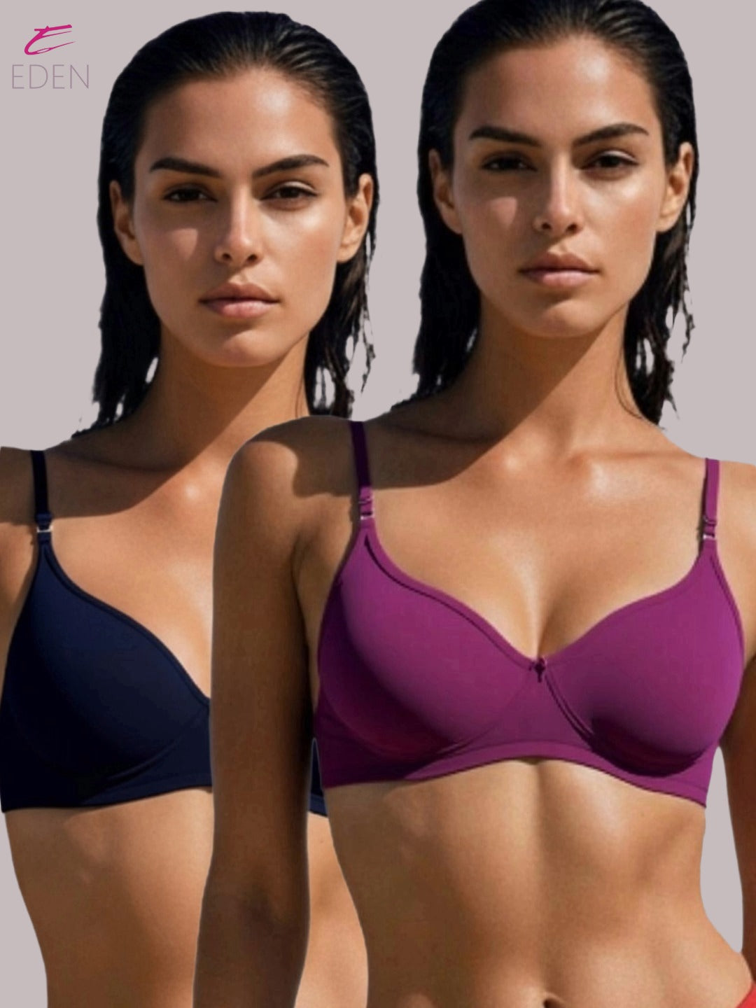 Wirefree ,Non Padded, Cotton ,Medium Coverage, Tshirt Bra ,Black-wine