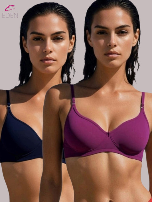 Wirefree ,Non Padded, Cotton ,Medium Coverage, Tshirt Bra ,Black-wine