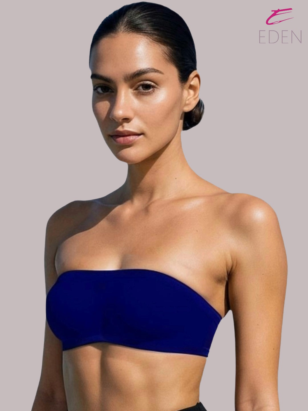 Non Padded, Non-Wired, Simply Soft, Strapless , Seamless, Bandeau Bra ,Slip On ,Nylon,Navy