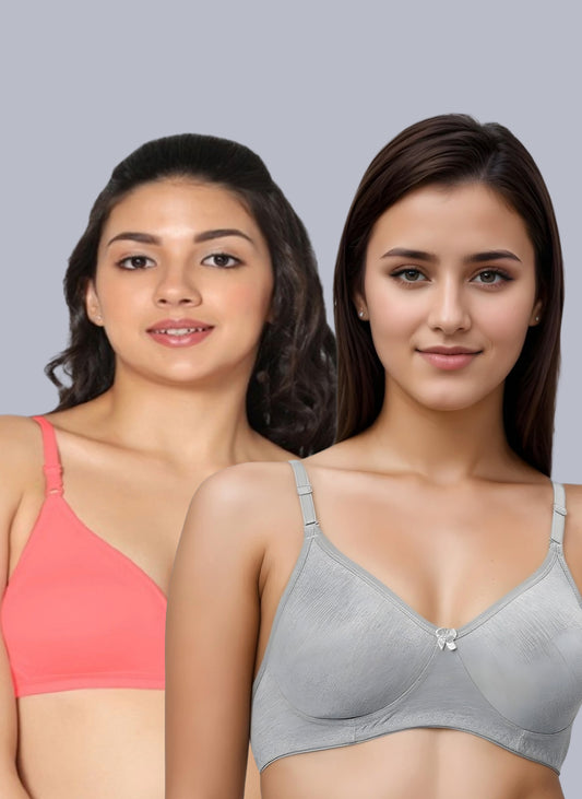 Eden02 Non Padded Medium Coverage Bra (Pack of 2)