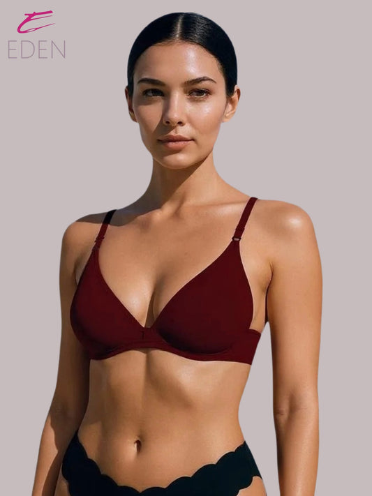 Wirefree, Non Padded, Cotton, Medium Coverage, Tshirt Bra ,Maroon