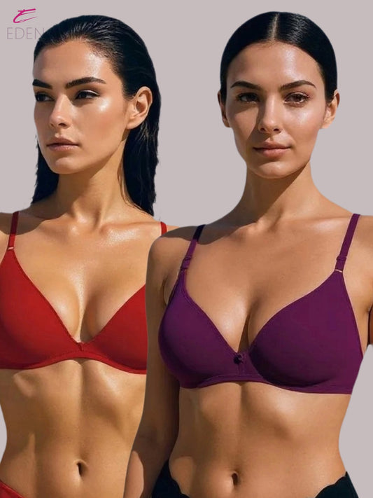 Wirefree, Non Padded, Cotton ,Medium Coverage ,Tshirt Bra,Wine-Red