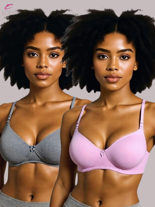 Wirefree ,Non Padded, Cotton ,Medium Coverage, Tshirt Bra ,Pink-Grey