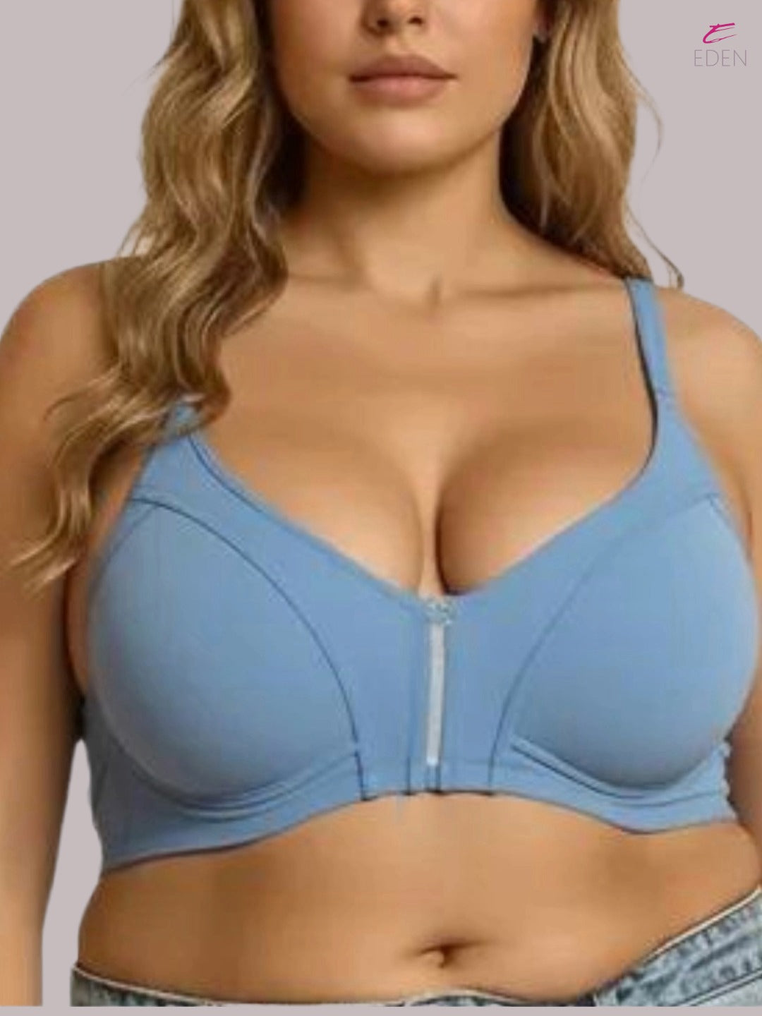 Eden,Plus Size ,Minimizer Bra ,Full Coverage ,Nonwired, Non Padded ,super support ,lacy bra,Icyblue
