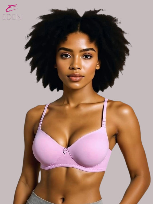 Wirefree ,Non Padded, Cotton ,Medium Coverage, Tshirt Bra ,Pink