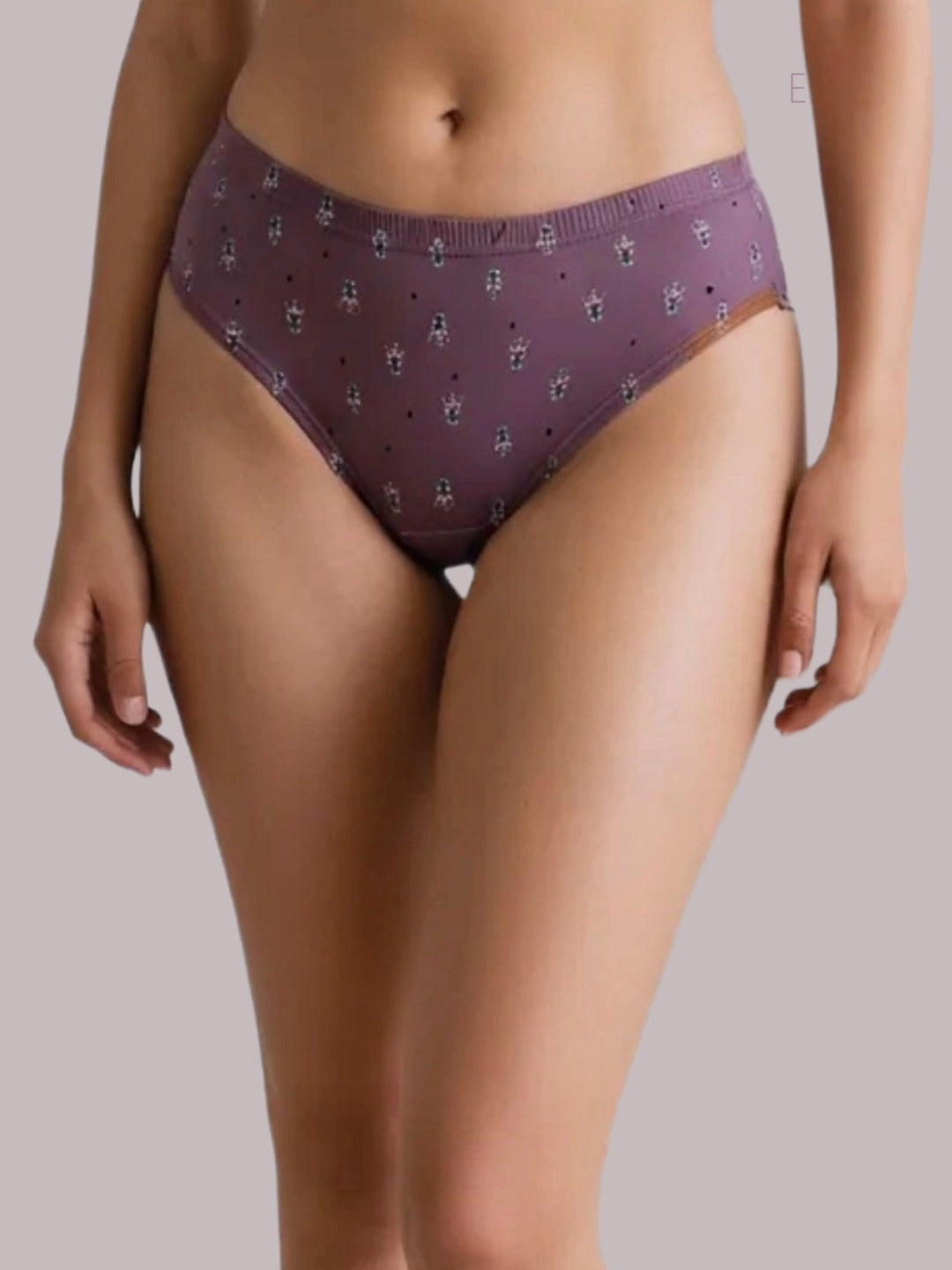 Eden ,Medium Rise, Full Coverage,  printed,Hipster Panty-IE051 ,Burgundy