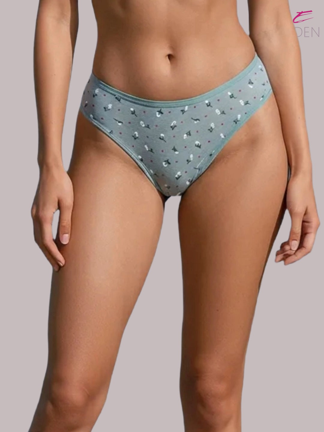 Eden ,Medium Rise, Full Coverage,  Outer Elastic,Printed,Hipster Panty-OE048 ,Lightteal