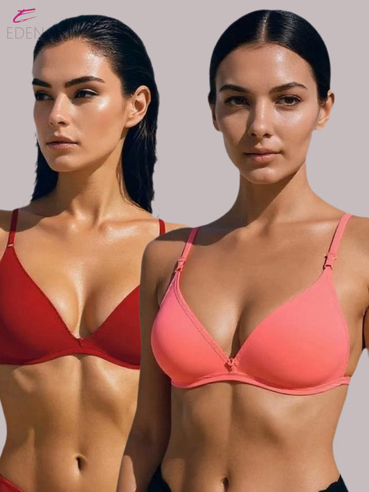 Wirefree, Non Padded, Cotton, Medium Coverage, Tshirt Bra ,Tomato-Red