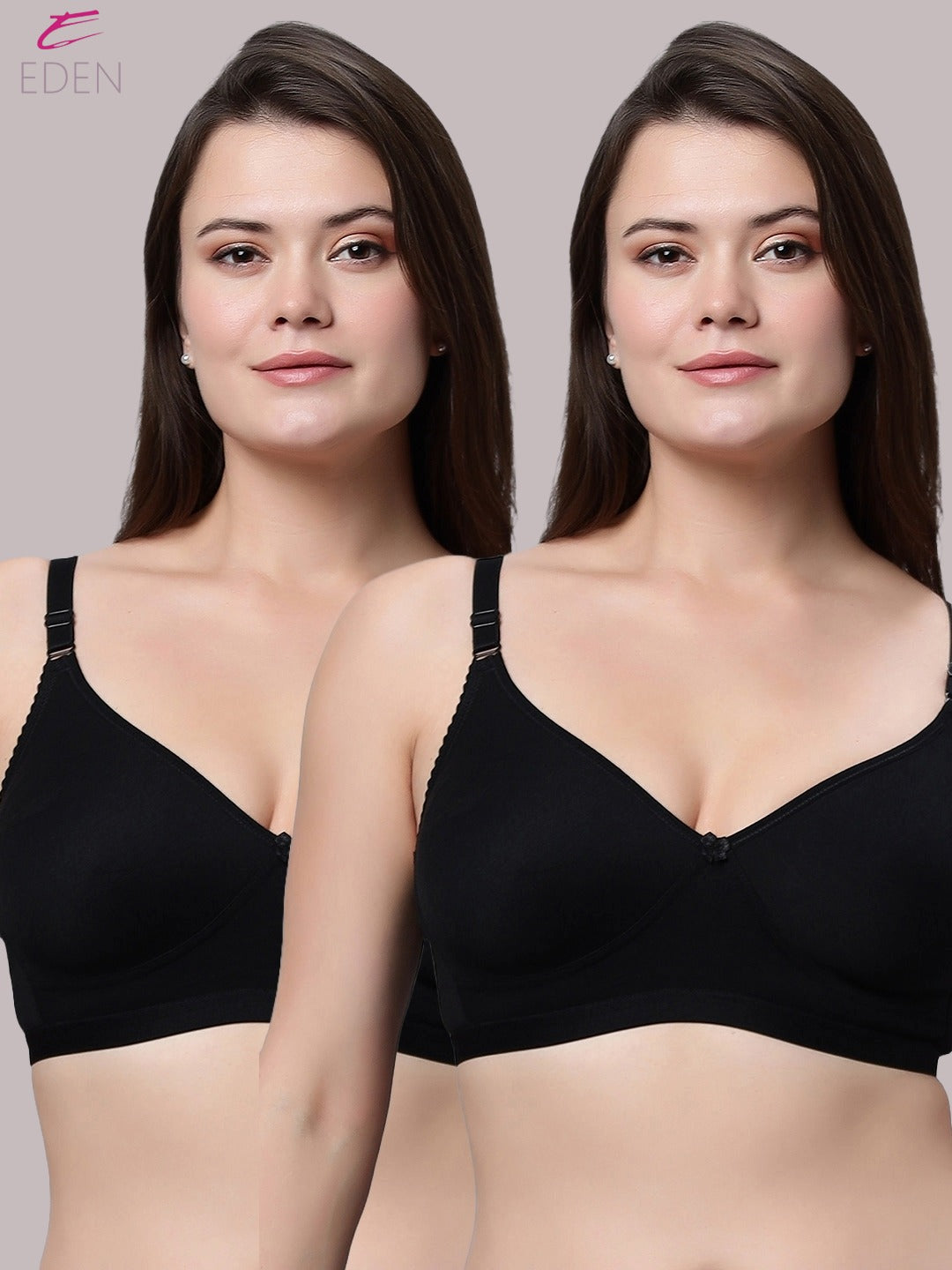 Non Padded, Plus Size, Super Combed ,Cotton Stretch, Full Coverage, Everyday Bra,Black