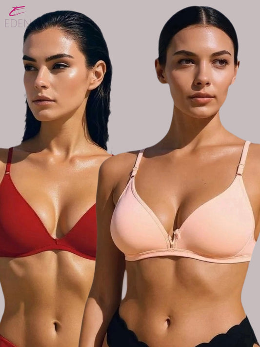 Wirefree, Non Padded, Cotton, Medium Coverage, Tshirt Bra ,Skin-Red