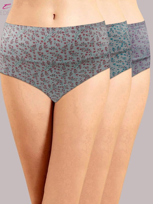 Eden High Rise ,Full Coverage Hipster, Panty,inner Elastic,Multi
