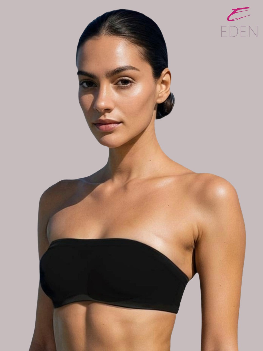 Non Padded, Non-Wired, Simply Soft, Strapless , Seamless, Bandeau Bra ,Slip On ,Nylon,Black