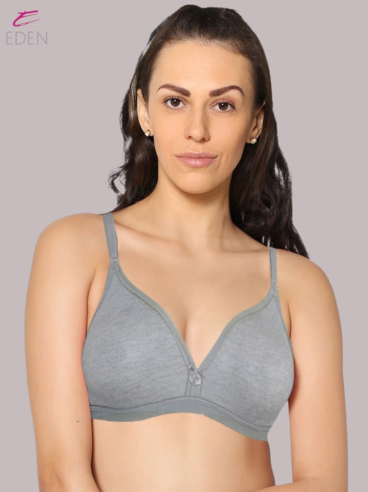 Wirefree, Non Padded, Cotton, Medium Coverage ,Tshirt Bra, MGrey