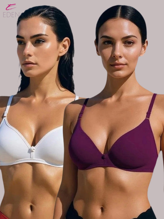 Wirefree, Non Padded, Cotton, Medium Coverage, Tshirt Bra ,White-Wine