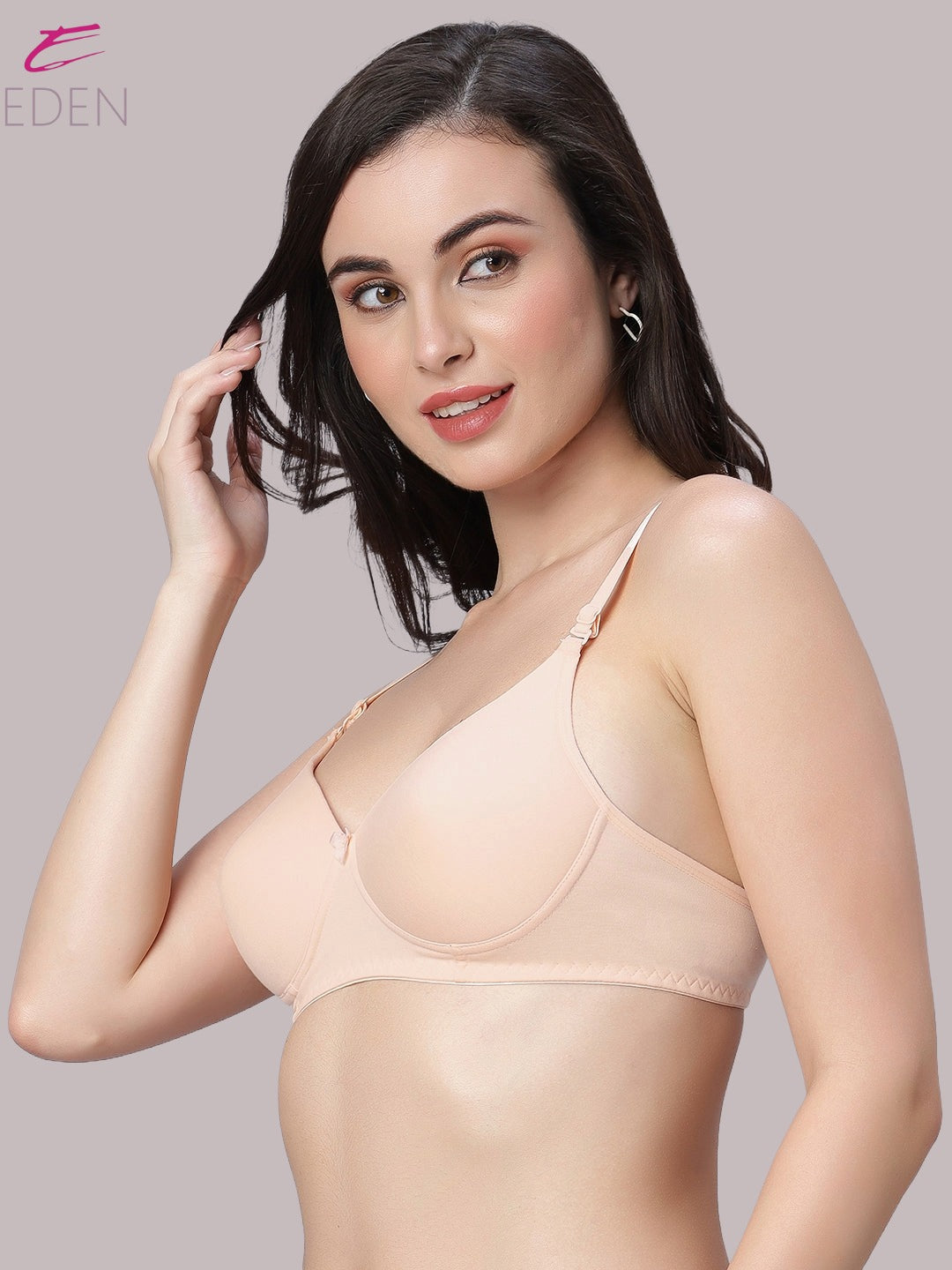 Wirefree ,Padded ,Plus Size, pc interlock, Medium Coverage, Tshirt Bra,Skin