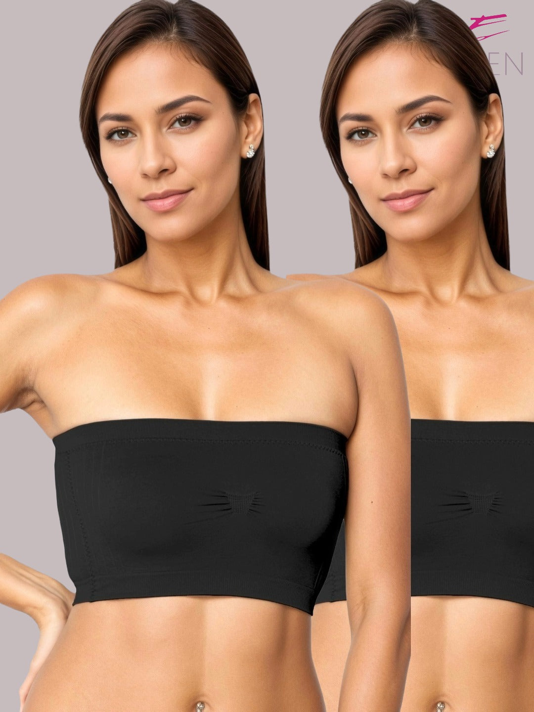 soft Padded, Non-Wired, Simply Soft, Strapless , Seamless, Bandeau Bra ,Slip On ,Elastane fabric,Skin,Black