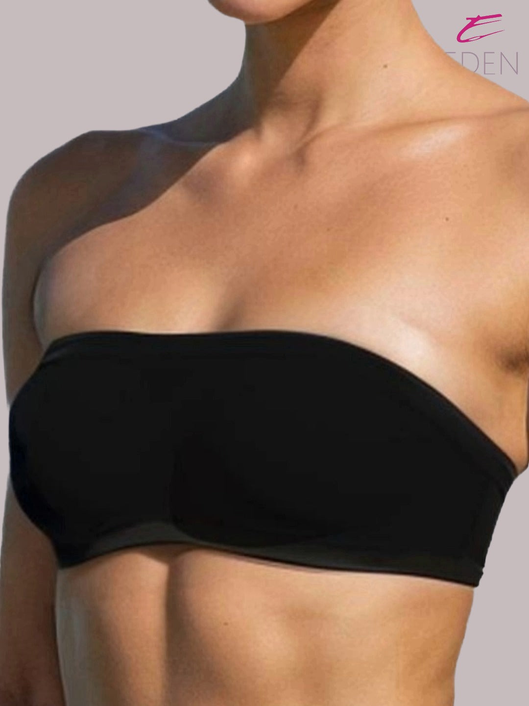 Non Padded, Non-Wired, Simply Soft, Strapless , Seamless, Bandeau Bra ,Slip On ,Nylon,Black