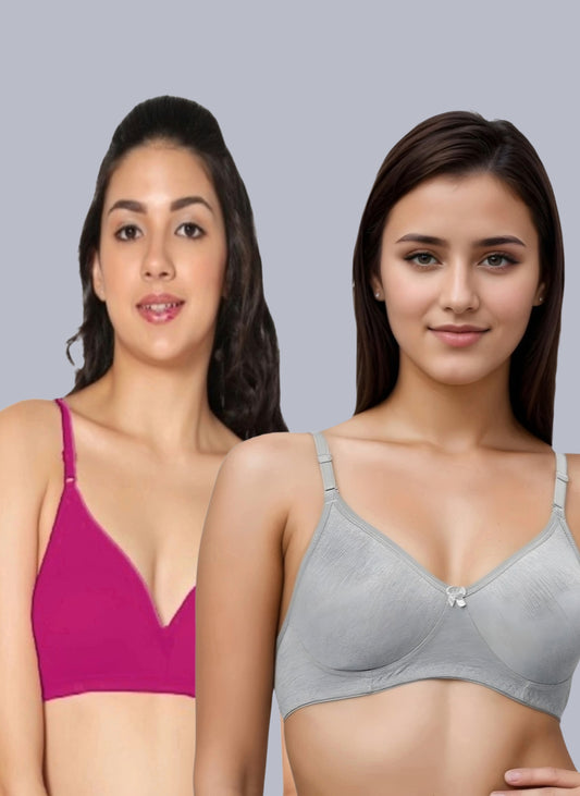 Eden02 Non Padded Medium Coverage Bra (Pack of 2)