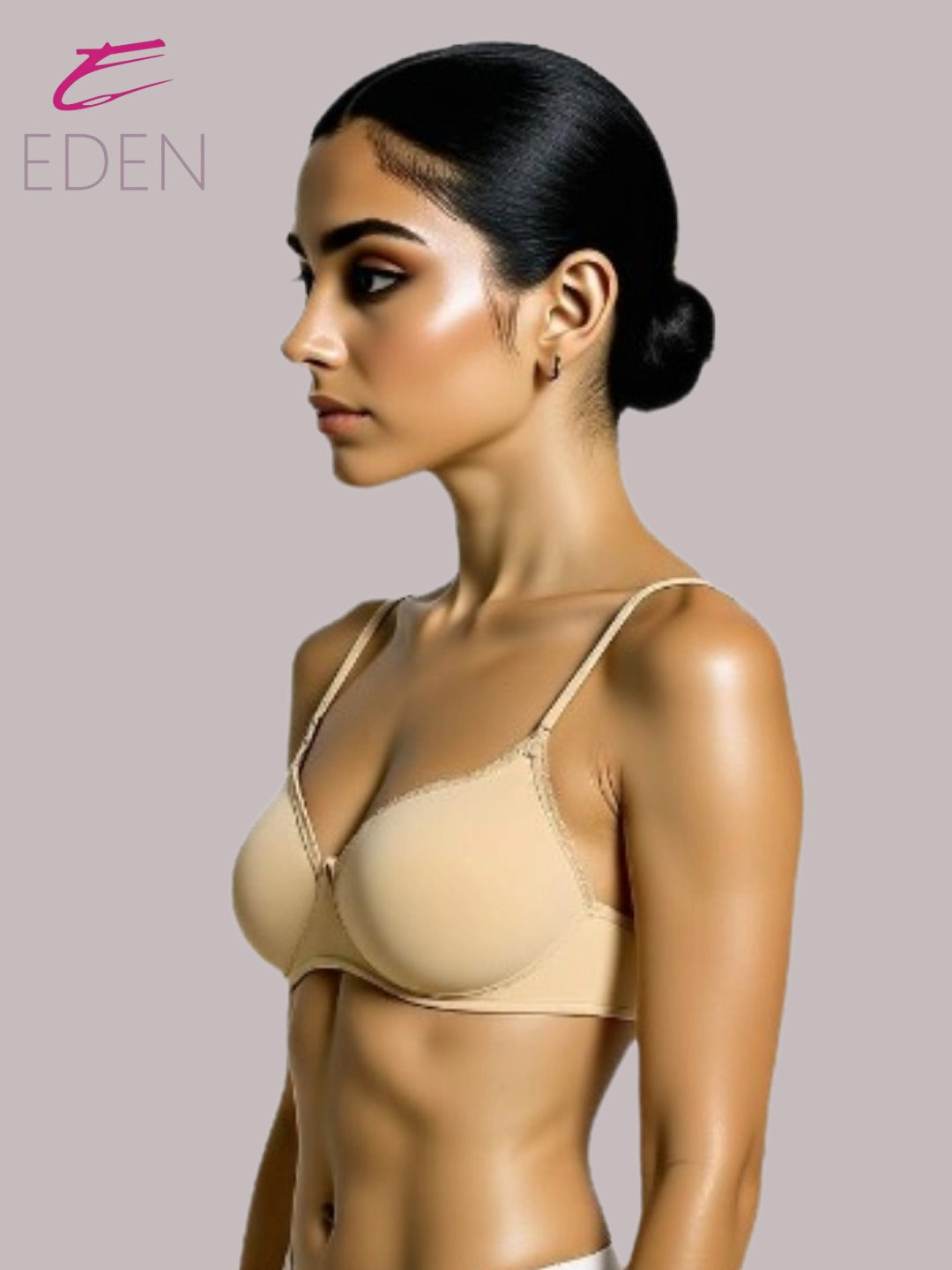 Wirefree,Padded, Plus Size, Cotton ,Medium Coverage, Tshirt Bra, Lace Styling, Skin
