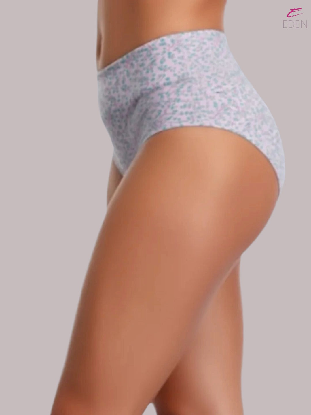 High Rise,Full Coverage,Tummy Tucker, Printed Panty, Inner Elastic,Broad Band,Lilac Green