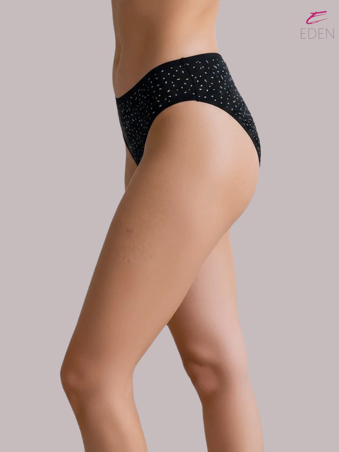 Eden ,Medium Rise, Full Coverage,  Outer Elastic,Printed,Hipster Panty-OE043 ,JetBlack