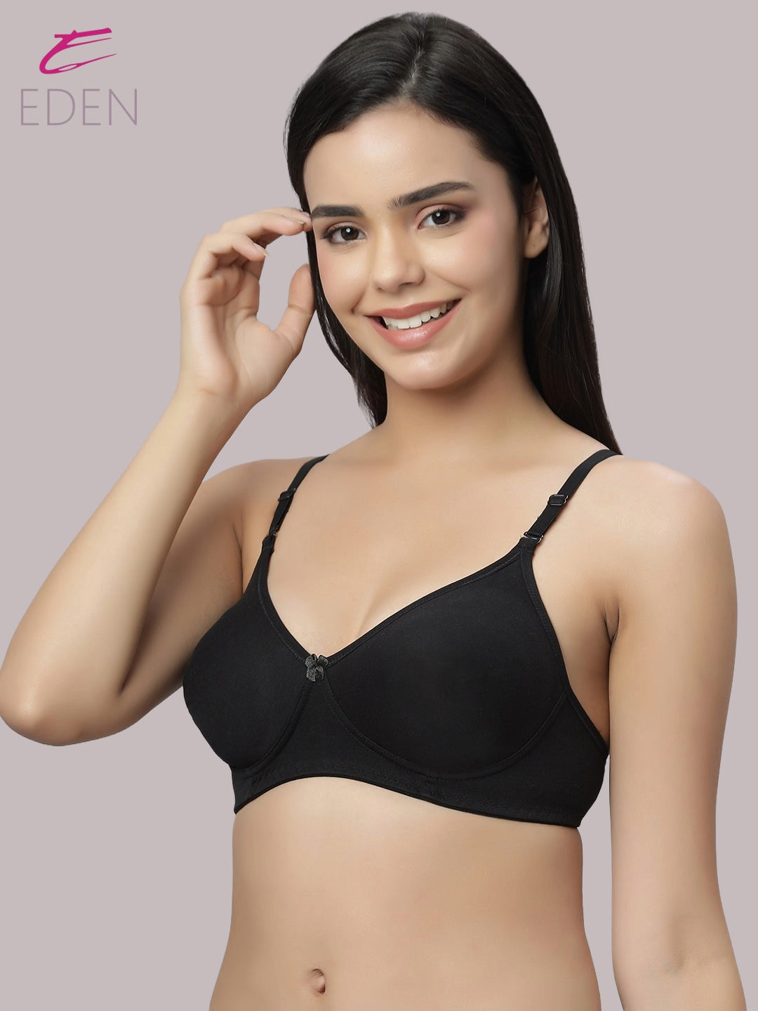 Lightly Padded, Non-Wired ,Simply Soft, T-Shirt Bra,Black