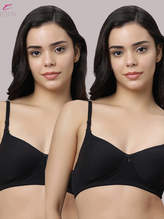 Non Padded, Plus Size, Full Coverage ,Everyday Bra ,T-shirt Bra,Black