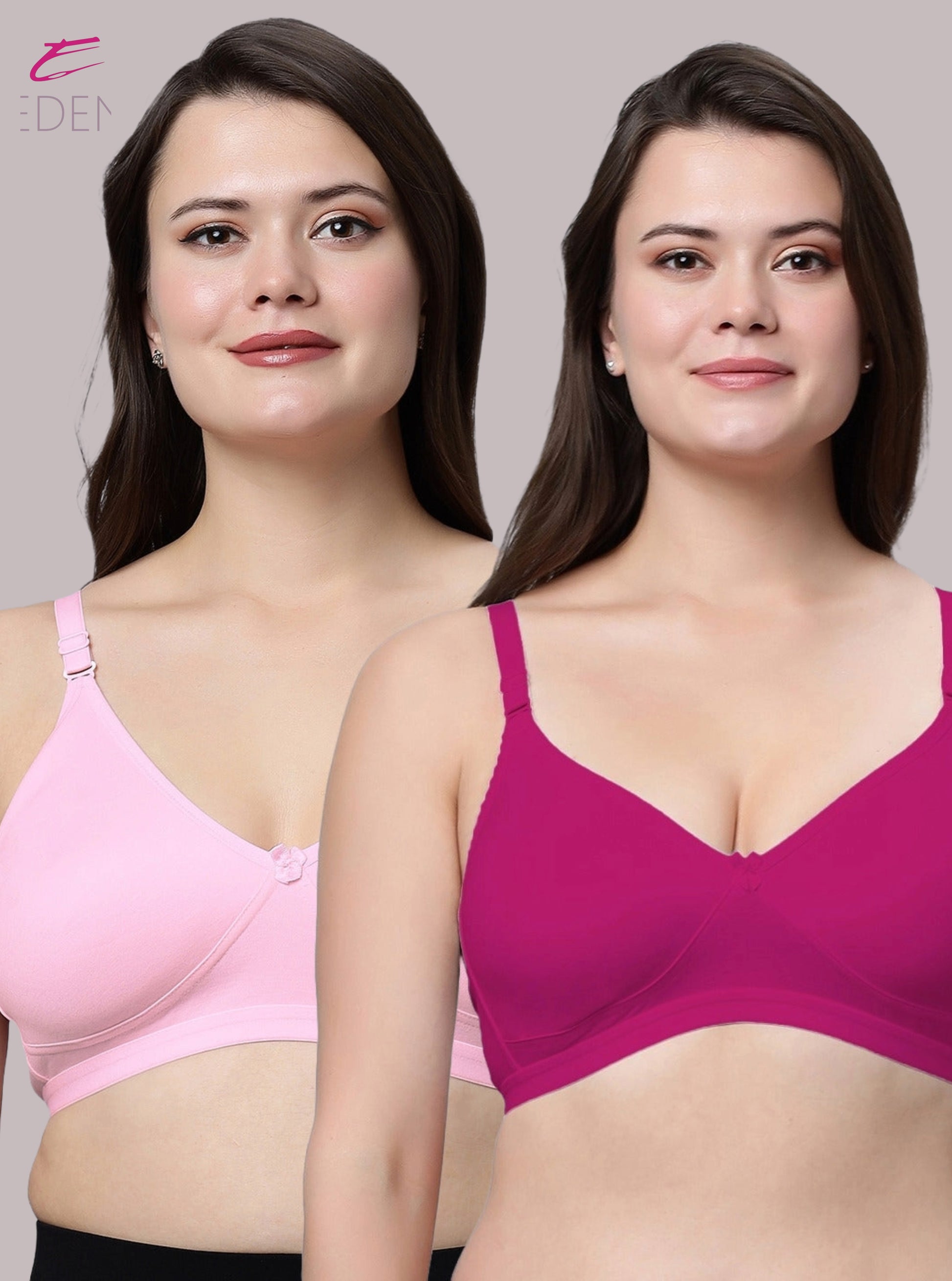 Non Padded ,Plus Size, Super Combed ,Cotton Stretch ,Full Coverage, Everyday Bra,Magenta-Pink