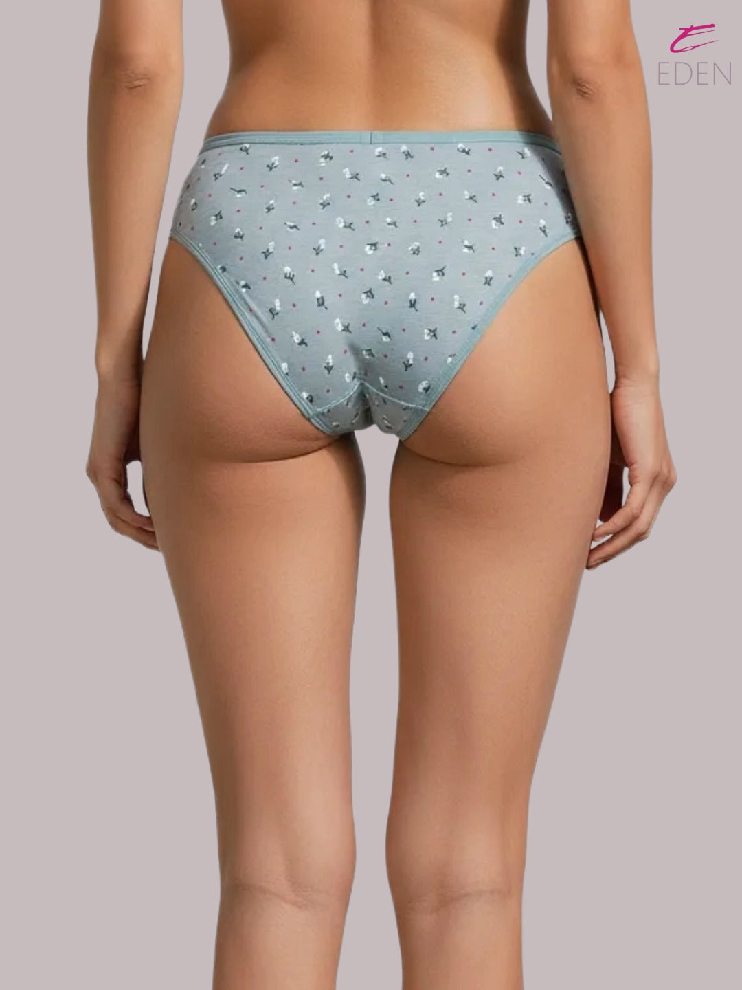 Eden ,Medium Rise, Full Coverage,  Outer Elastic,Printed,Hipster Panty-OE048 ,Lightteal