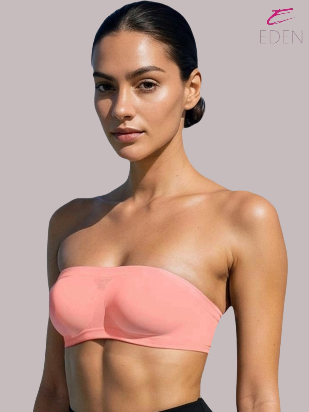 Non Padded, Non-Wired, Simply Soft, Strapless , Seamless, Bandeau Bra ,Slip On ,Nylon,peach